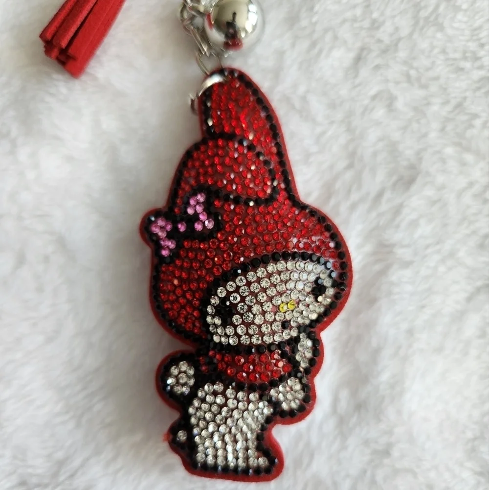 Red and Silver My Melody Rhinestone Keychain Hello Kitty